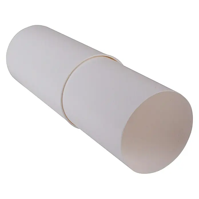 Air-Circle Teleskop-Rundrohr - Durchmesser: 125 mm, 25 cm - 48 cm, Max. Luftleistung: 600 m³/h - Ein weißes, zylindrisches Rohr mit einer Verbindung in der Mitte, das für verschiedene Anwendungen geeignet ist.