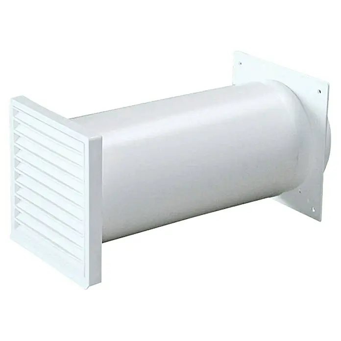 Air-Circle Teleskop-Mauerkasten - Durchmesser Anschlussstutzen: 150 mm, Verstellbereich: 33 cm - 58 cm, Max. Luftleistung: 600 m³/h - Weißer Wandlüfter mit Lamellen für eine optimale Luftzirkulation und zum Schutz vor Insekten und Schmutz im Innenbereich.