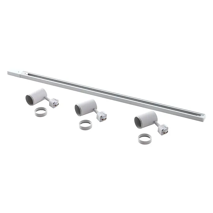 Prios LED-Spannseilsystem Jorell - weiß / opal, weiß / opal - Weißes Stromschienensystem mit Schiene, drei zylindrischen Strahlern und drei Befestigungsringen.