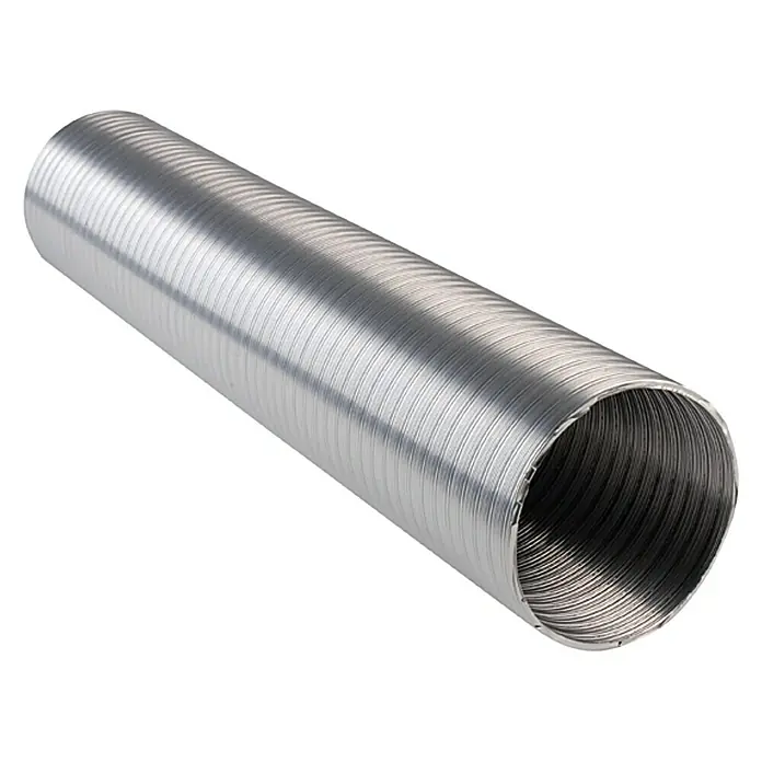 Air-Circle Flexrohr - Aluminium, Ø x L: 150 mm x 1 m, Max. Luftleistung: 600 m³/h - Ein flexibles, silberfarbenes Abluftrohr aus Aluminium, ideal für Belüftungssysteme in Küche oder Bad und zur Wärmeableitung.