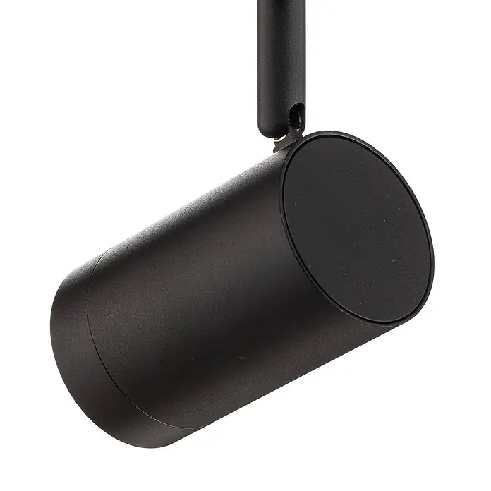 Prios LED-Spannseilsystem Jorell - schwarz, schwarz - Mattschwarzer zylindrischer Stromschienenstrahler.