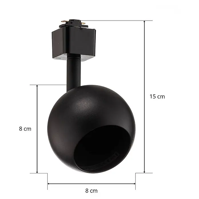 Prios LED-Spannseilsystem Felipo - schwarz, schwarz - Schwarzer matter, kugelförmiger Stromschienenstrahler mit Adapter für Schienensysteme.