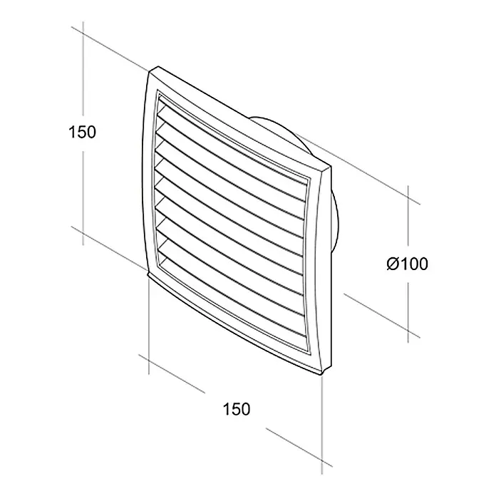 Air-Circle Außengitter - Grau, Durchmesser: 100 mm, Mit Fliegennetz - Ein 150 mm Abluftventilator mit einem Durchmesser von 100 mm für eine optimale Luftzirkulation in Innenräumen.