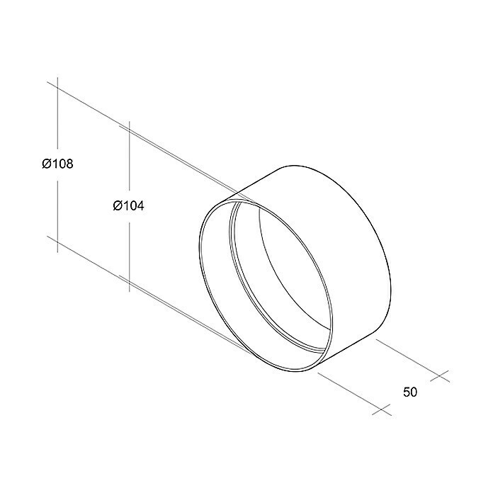 Air-Circle Rundrohr-Außenverbinder (Durchmesser: 100 mm, Weiß)