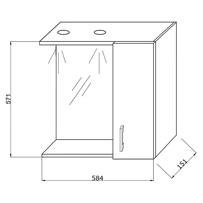 Kiamami Valentina LED-Spiegelschrank - B x H: 155 x 570 cm, Weiß - Beleuchteter Wandschrank mit Spiegel, offener Ablage und Seitenschrank.