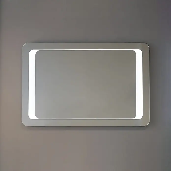 Kiamami Valentina Lichtspiegel - 0,02 x 600 cm, Farblos - Rechteckiger LED-Spiegel mit abgerundeten Ecken und beleuchtetem Lichtstreifen.