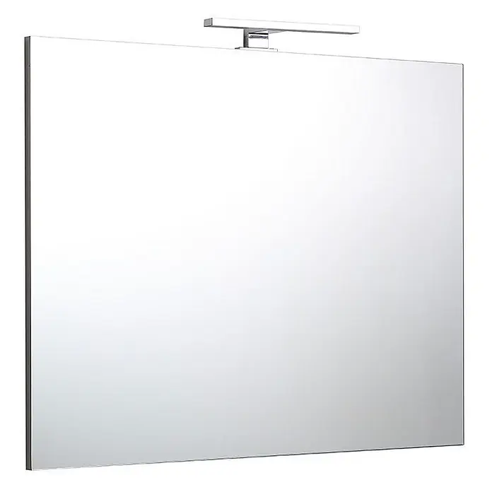 Kiamami Valentina Lichtspiegel - 25 x 700 cm, Farblos - Rechteckiger Spiegel mit integrierter Chrom-Lichtleiste oben montiert.