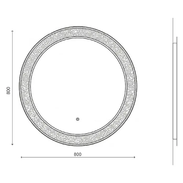 Kiamami Valentina Lichtspiegel - 0,02 x 800 cm, Farblos - Runder LED-Spiegel, 800 mm Durchmesser, mit texturiertem, beleuchtetem Rahmen und schlankem Profil.