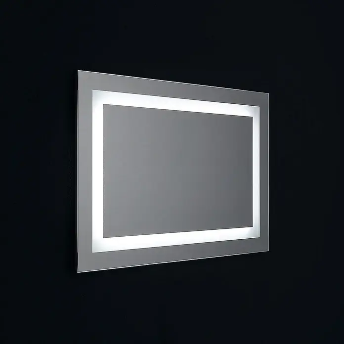Kiamami Valentina Lichtspiegel - 25 x 600 cm, Farblos - Rechteckiger Spiegel mit beleuchteten Kanten und heller weißer LED-Hintergrundbeleuchtung.