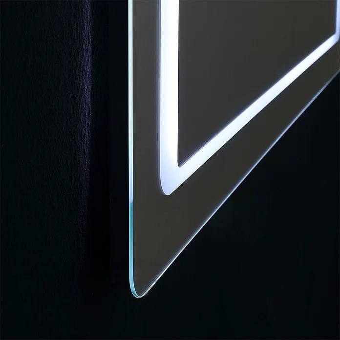 Kiamami Valentina Lichtspiegel - 25 x 700 cm, Farblos - V-förmiger LED-beleuchteter Spiegel aus Glas mit hellweißem Licht.