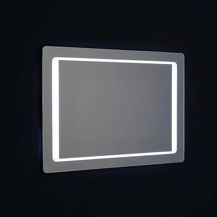 Kiamami Valentina Lichtspiegel - 25 x 700 cm, Farblos - Rechteckiger Spiegel mit abgerundeten Ecken und heller LED-Beleuchtung am Rahmen.