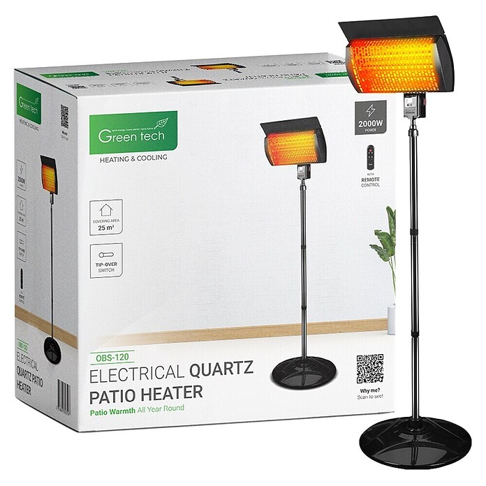 Green Tech Kvarčni grelnik  (50 x 50 x 220 cm, 1,5 kW) | 3407 - Wärmewellen/Infrarotstrahler Marke | CBNA - Heizen Marke | CBN - Heizen | CB - Elektroinstallation | C - Elektro | BAUHAUS