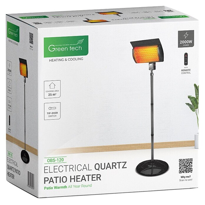 Green Tech Kvarčni grelnik  (50 x 50 x 220 cm, 1,5 kW) | 3407 - Wärmewellen/Infrarotstrahler Marke | CBNA - Heizen Marke | CBN - Heizen | CB - Elektroinstallation | C - Elektro | BAUHAUS