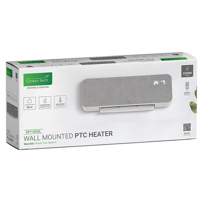 Green Tech Stenski grelnik  (2 kW, Siva, 56 x 12 x 18,3 cm) | 3405 - Gebläseheizer Marke | CBNA - Heizen Marke | CBN - Heizen | CB - Elektroinstallation | C - Elektro | BAUHAUS