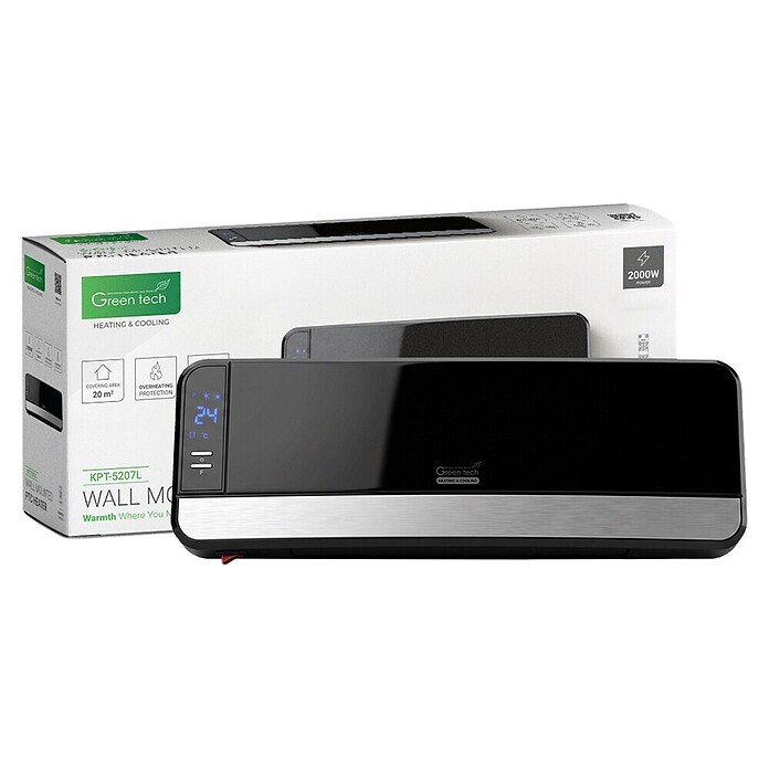 Green Tech Stenski grelnik  (2 kW, Črna) | 3405 - Gebläseheizer Marke | CBNA - Heizen Marke | CBN - Heizen | CB - Elektroinstallation | C - Elektro | BAUHAUS