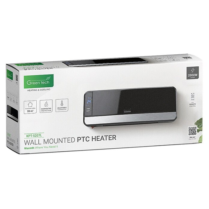 Green Tech Stenski grelnik  (2 kW, Črna) | 3405 - Gebläseheizer Marke | CBNA - Heizen Marke | CBN - Heizen | CB - Elektroinstallation | C - Elektro | BAUHAUS