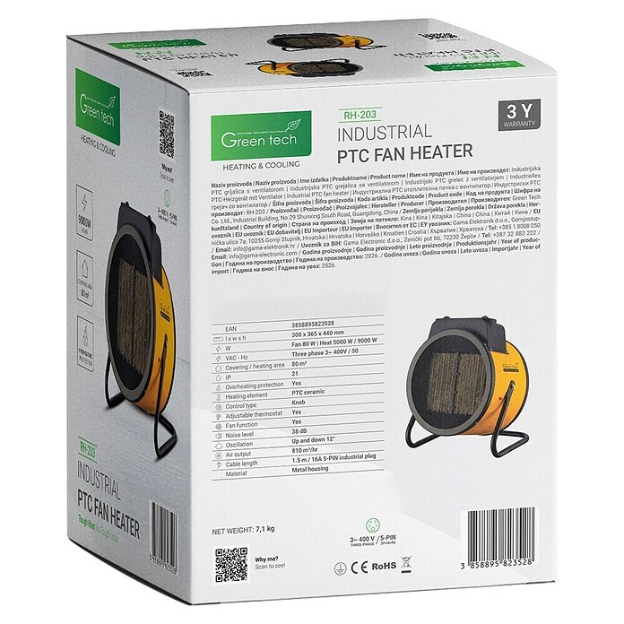 Green Tech Gradbeni grelnik  (9 kW, IP21) | 3405 - Gebläseheizer Marke | CBNA - Heizen Marke | CBN - Heizen | CB - Elektroinstallation | C - Elektro | BAUHAUS