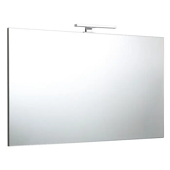 Kiamami Valentina Lichtspiegel - 25 x 700 cm, Farblos - Rechteckiger Wandspiegel mit horizontaler Chrom-LED-Lichtleiste oben.