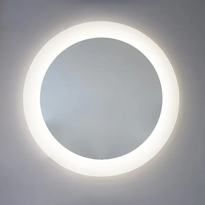 Kiamami Valentina Lichtspiegel - 0,02 x 750 cm, Farblos - Runder beleuchteter Spiegel mit einem leuchtenden weißen LED-Lichtring.