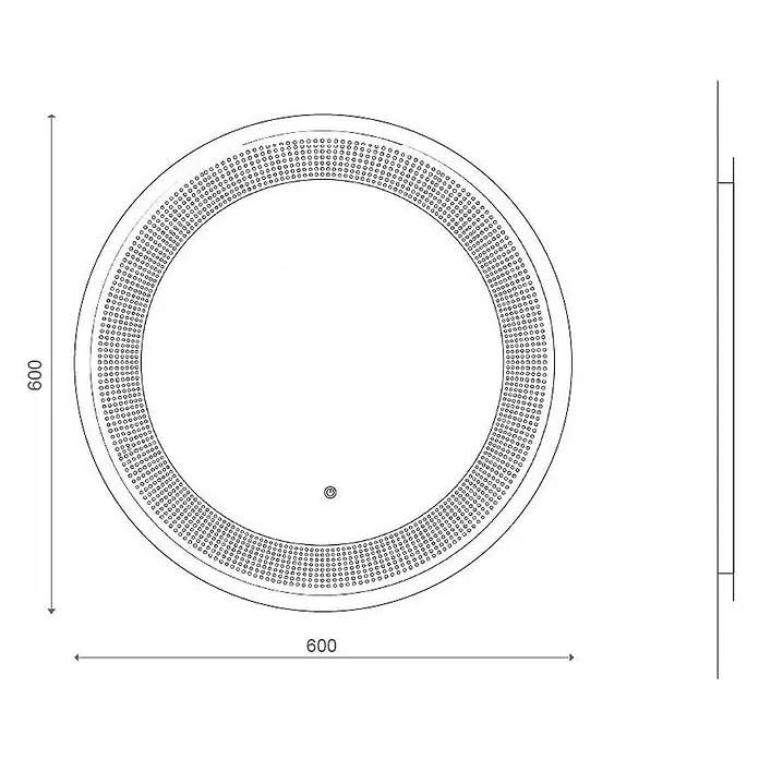 Kiamami Valentina Lichtspiegel - 0,02 x 600 cm, Farblos - Runder LED-Badspiegel mit beleuchtetem Rand und Berührungssensor, 600mm Durchmesser.