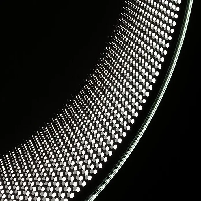 Kiamami Valentina Lichtspiegel - 0,02 x 600 cm, Farblos - Moderner runder LED-Spiegel mit einem strahlenden Muster aus beleuchteten weißen Punkten.