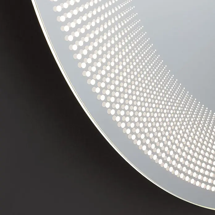 Kiamami Valentina Lichtspiegel - 0,02 x 600 cm, Farblos - Runder LED-Spiegel mit beleuchtetem Punktmuster und leuchtendem Rand.