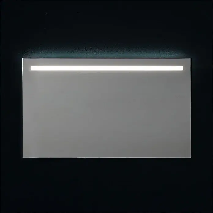 Kiamami Valentina Lichtspiegel - 25 x 700 cm, Farblos - Rechteckiger Spiegel mit integriertem LED-Lichtstreifen oben.
