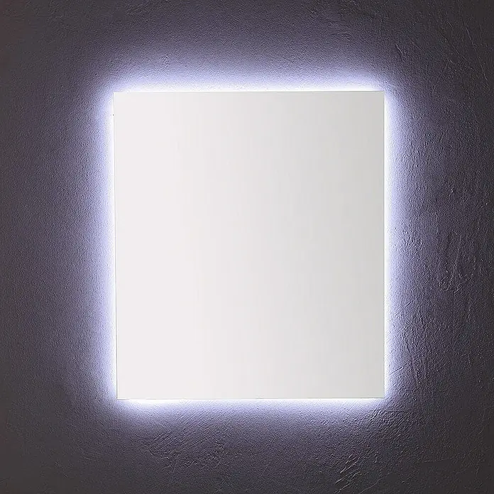 Kiamami Valentina Lichtspiegel - 22 x 700 cm, Farblos - Quadratischer Spiegel mit LED-Hintergrundbeleuchtung, der einen sanften Schein auf die Wand dahinter wirft.