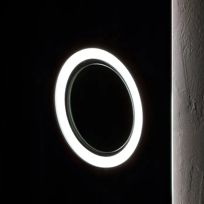 Kiamami Valentina Lichtspiegel - 25 x 700 cm, Farblos - Runder LED-beleuchteter Spiegel, der helles, gleichmäßiges Licht für den Waschtisch bietet.