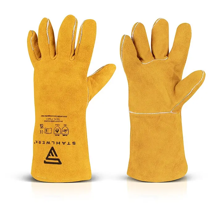 STAHLWERK Schweißerhandschuhe Schweißerhandschuhe 2er Set - Universal, Gelb, Sonstiges