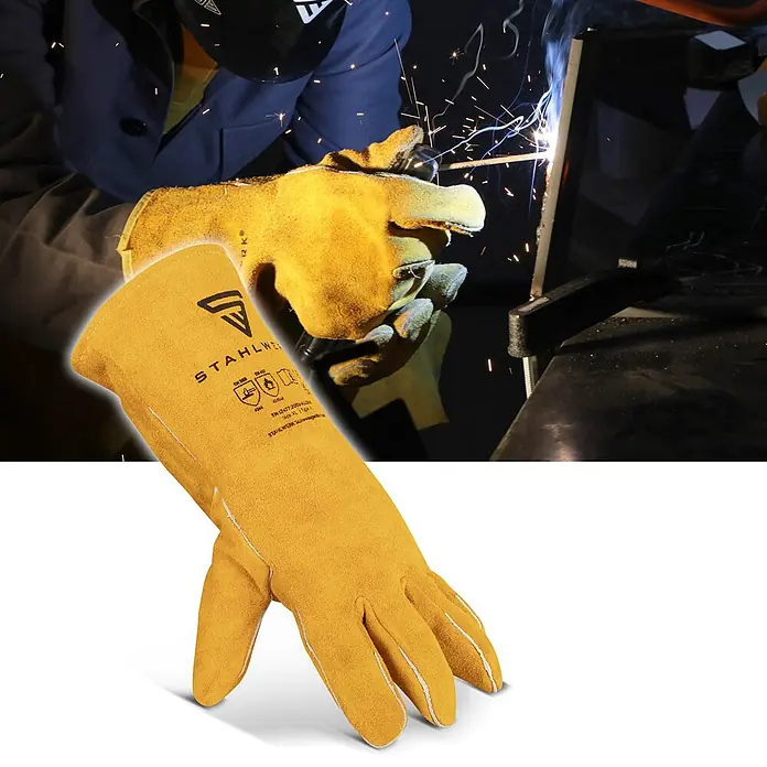 STAHLWERK Schweißerhandschuhe Schweißerhandschuhe 2er Set - Universal, Gelb, Sonstiges