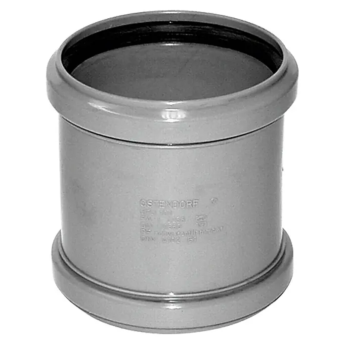 HT-Überschiebmuffe - DN 110 - Graue Ostendorf-Rohrmuffe, ideal für Sanitärinstallationen und Abwasserleitungen,robust und langlebig.