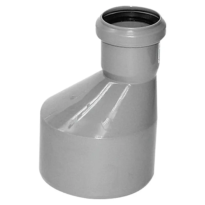 HT-Übergangsrohr - DN 75/50 - Grauer PVC-Exzentrischer Reduzierverbinder für Abwasserrohre, ideal für Sanitärinstallationen. Robuste Ausführung für zuverlässige Verbindungen.