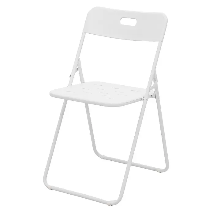 SONNENH Balkonmöbel-Set - 3 -tlg., Stahl, Klappbar, Weiß - Weißer Klappstuhl aus Kunststoff mit perforierter Sitzfläche und Griffaussparung in der Rückenlehne.