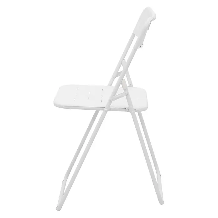 SONNENH Balkonmöbel-Set - 3 -tlg., Stahl, Klappbar, Weiß - Weißer Klappstuhl aus Kunststoff und Metall, Seitenansicht.