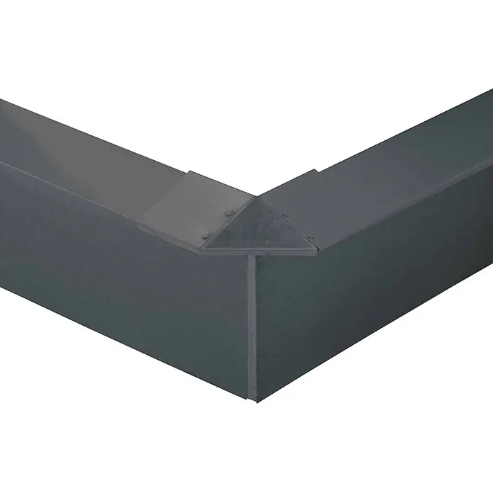 Bellissa Schneckenblech Eckteil - Cortenstahl, 7 x 7 x 20 cm - L-förmiges dunkelgraues Metall-Eckverbindungsstück für Hochbeet.