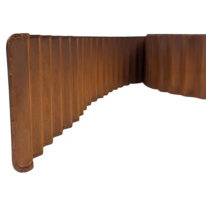Bellissa Rasenkante Welle Corten - 500 x 14 cm, Rost, Metall - Rostbraune Wellblech-Gartenkante aus Cortenstahl.