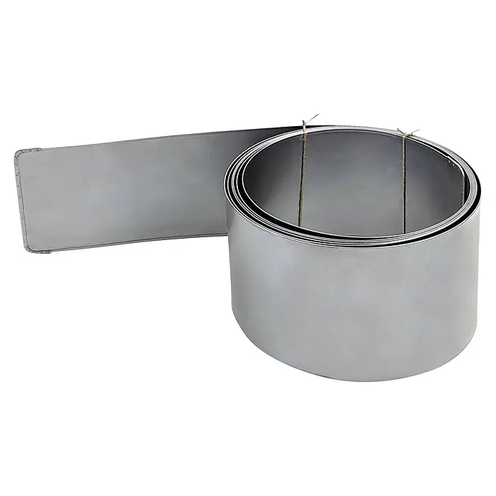 Bellissa Rasenkante Smoothedge - 500 x 15 cm, Rost, Metall - Gerollter silberner Metallstreifen mit flachem Abschnitt, geeignet für Einfassungen oder Schutz.