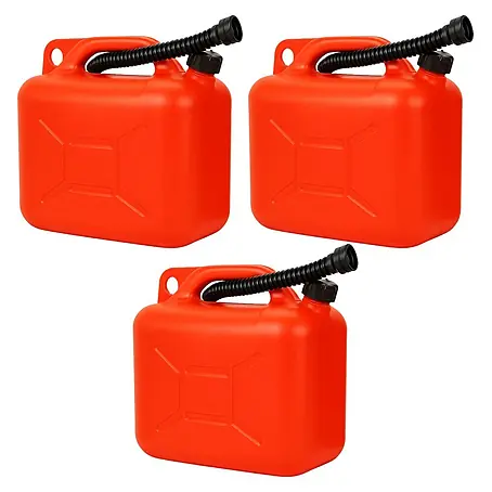 Plastard  Benzinkanister für Rasenmäher 3er-Set (3 x 5 Liter) – UN-Zulassung für Benzin, Diesel, AdBlue & Wasser