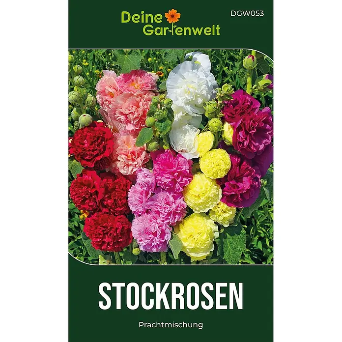 Deine Gartenwelt Stockrosen Prachtmischung -  - Samentüte 'Deine Gartenwelt' Stockrosen, prachtvolle Farbmischung.