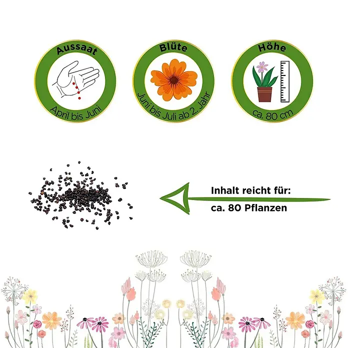 Deine Gartenwelt Blumensamen Mohn - Papaver orientale, Rot - Informationen zur Aussaat (April-Juni), Blüte (Juni-Juli ab 2. Jahr), Wuchshöhe (ca. 80 cm) und Ertrag (ca. 80 Pflanzen) von Samen.