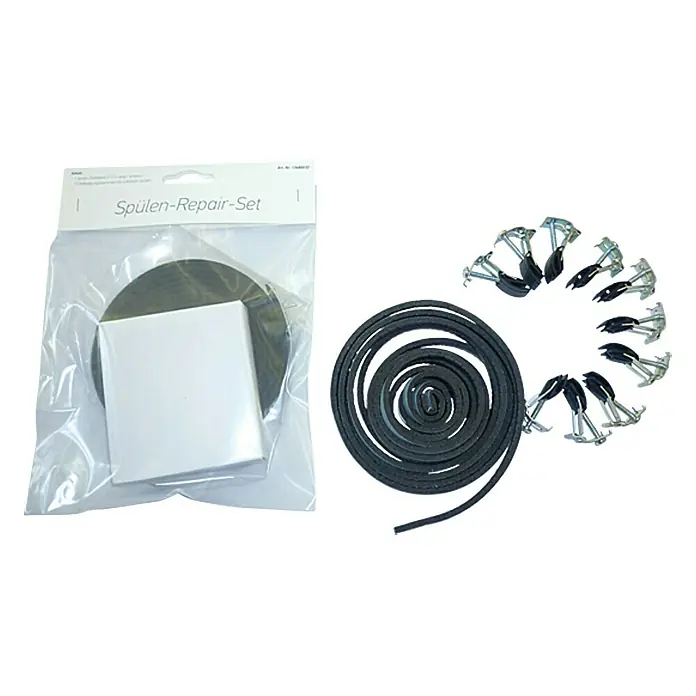Admiral Spülen-Repair-Set - 1 x Dichtband 3,15 m, 10 x Klammer - Spülen-Reparatur-Set mit Dichtungsband, Befestigungsklammern und Montageanleitung, ideal für die Reparatur von Spülen und Waschbecken.