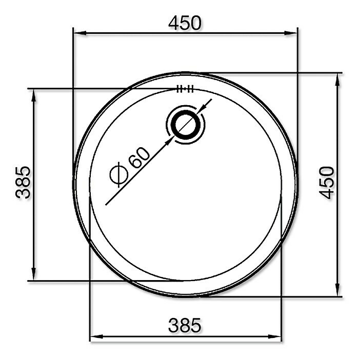 Admiral Einbauspüle CRDurchmesser: 450 mm, Edelstahl, Glatt Unknown