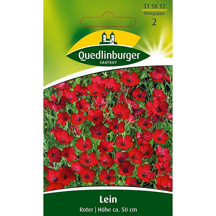 Quedlinburger SAATGUT Blumensamen Lein - Linum grandiflorum, Rot - Quedlinburger Saatgut Samenpackung für Roten Lein mit leuchtend roten Blüten. Pflanze erreicht ca. 50 cm Höhe.