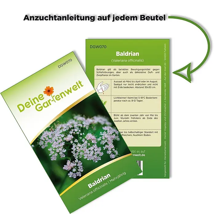 Deine Gartenwelt Baldrian -  - Baldrian Samenpäckchen mit detaillierter Anzuchtanleitung.