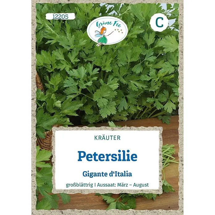 Grüne Fee Petersilie Gigante d'Italia -  - Samenpäckchen für Petersilie 'Gigante d'Italia' mit Grün Fee Logo.