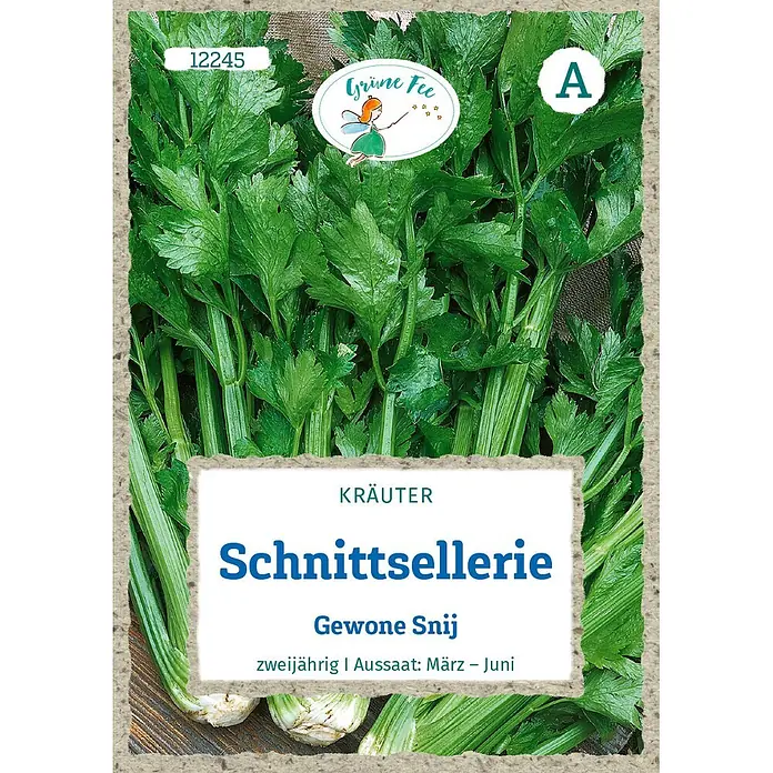 Grüne Fee Schnittsellerie Gewone Snij -  - Samenpackung "Grüne Fee Schnittsellerie" mit frischen grünen Sellerieblättern.