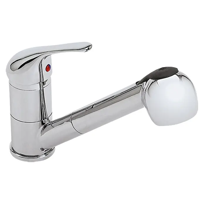 Camargue Spültischarmatur Aragon - Chrom, Glänzend - Ein Chrom-Küchenarmatur mit ausziehbarer Brause. Ideal für jede moderne Küche, bietet Komfort und Stil mit seinem glänzenden Finish.
