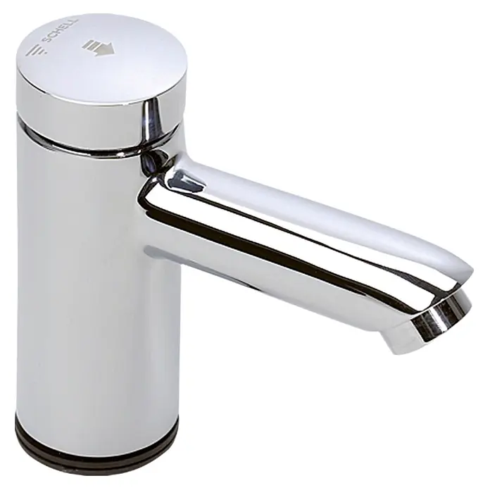 Schell Selbstschluss-Armatur Petit - Chrom, Glänzend - Bild einer Schell Waschtischarmatur aus Chrom. Eine elegante und moderne Armatur für jedes Badezimmer.