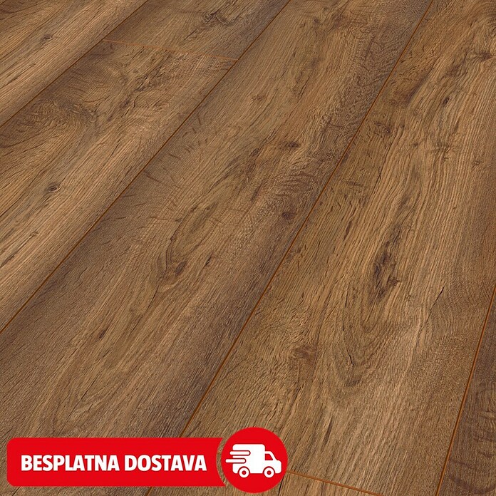 LOGOCLIC Vinto Laminat Bergamo  (hrast Bergamo, Rustikalni pod, 1.288 x 195 x 8 mm) | BAUHAUS